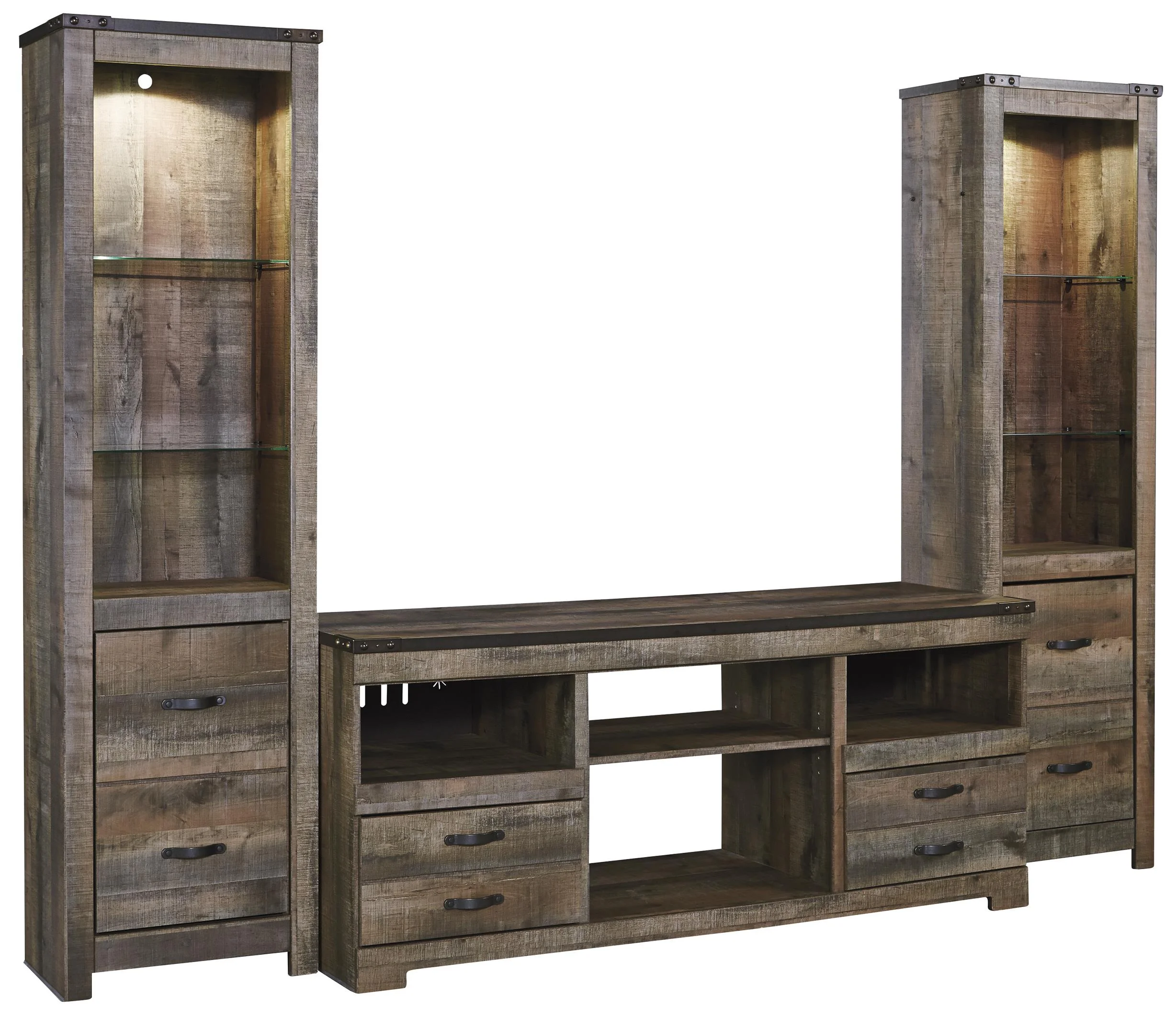 Ashley Signature Design Trinell W44668x1+W44624x2 Rustic Large TV